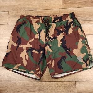 ZERO FOXTROT Green Brown Woodland Camo 2XL 9" Mens Athletic Workout‎ Shorts NWOT